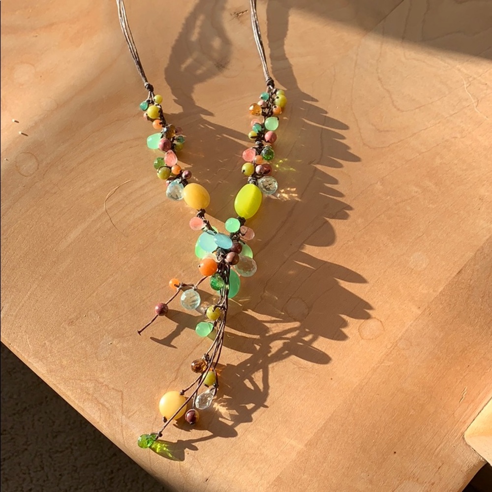 Bejeweled necklace with waxed linen